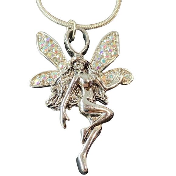Fairy Vintage Kirks Folly Silver Crystal Wings "Queen Of The Fairies" Necklace - Picture 5 of 9